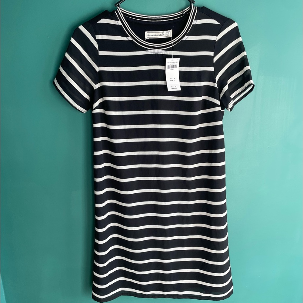 Abercrombie & Fitch Black and White Striped Dress, Size XS, NWT
